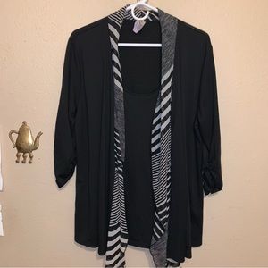 Espresso cardigan with built in top